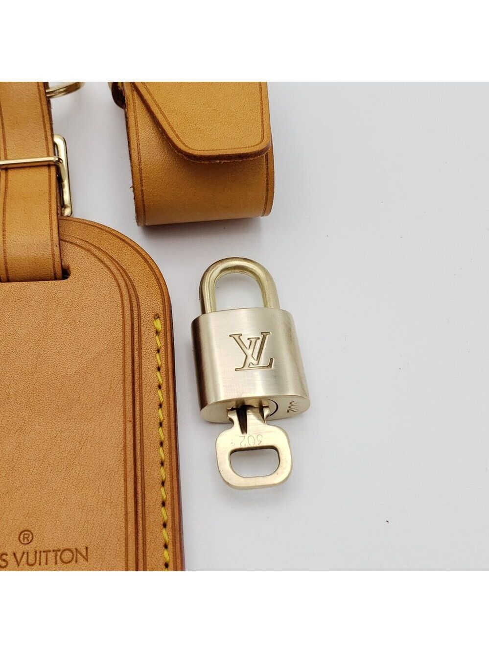 Authentic Louis Vuitton Luggage Nametag and Gold Padlock with Unbranded Keycharm - Picture 3 of 8